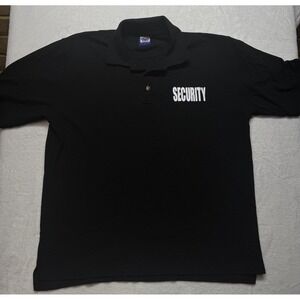 Security Men's Large Black Polo Short-Sleeve Shirt 3 Button Security Bouncer Top